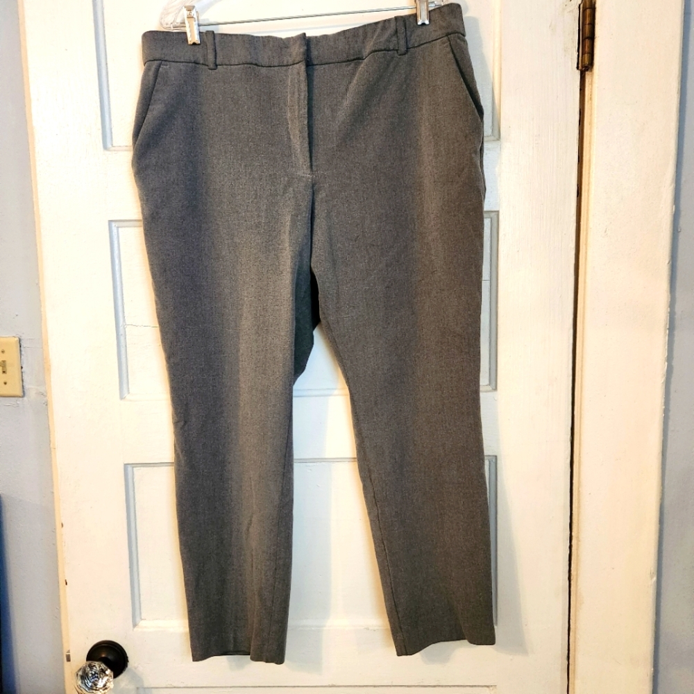 H&M Women’s Dress Pants, Heathered Gray, Sz 18 Elastic Waist, EUC Stretch Office